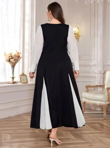 Mulvari Đầm ôm xếp ly chắp vá thời trang cỡ lớn cho nữ Maxi Trang phục nữ - Nhiều màu - Xem 2