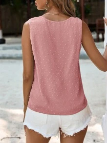 SHEIN Frenchy Women's Solid Color Sleeveless Shirt Summer Clothes Shirt Summer Tops Thanks Giving Pink Casual - Pink - View 2