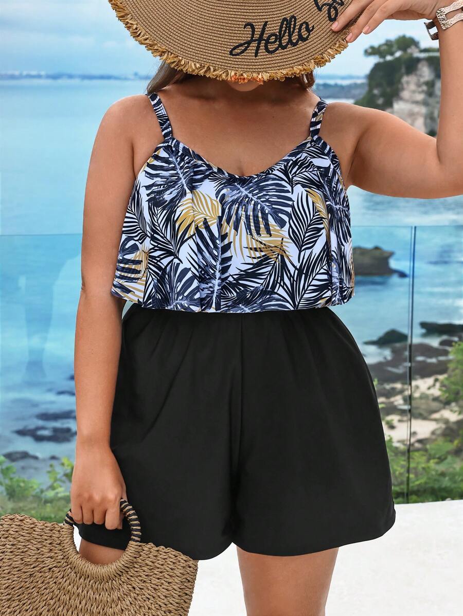 Swim Lushoire Plus Size Women's Stylish One Piece Swimsuit For Summer Beach Vacation