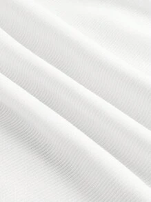 ROMWE Grunge Punk 金属朋克风格音乐节明星水钻褶皱不对称下摆女式露肩上衣，学校 - 白色 - 查看 4