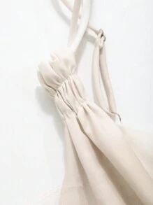 DAZY 女士优雅扎染吊带连衣裙，夏季休闲女式连衣裙，长款连衣裙 - 杏色 - 查看 8