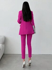 EURMUSE Dekolt z klapą Dwurzędowy Marynarka i spodnie