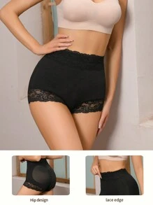 Shorts moldeadores para controlar abdomen para mujer con parche de encaje y unicolor