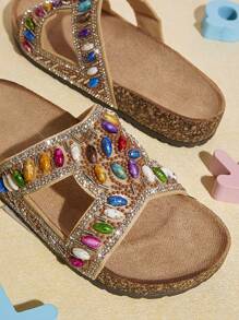 Mini mi Qute Kids Sandálias H Coloridas Inspiradas em Boho, Vibrantes e com Miçangas, Chinelos com Palmilha de Cortiça Macia para o Verão