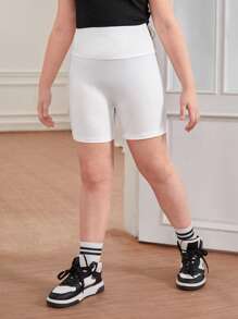 SHEIN Tween Girl Uitgebreide maat Comfortabele effen kleur Eenvoudige multipack fietsbroek