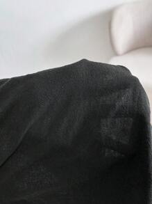 SHEIN Essnce Conjunto informal de verano de algodón y lino holgado para mujer talla grande, ropa de mujer de verano, estilo de dinero antiguo, conjunto de trabajo, blazer, conjunto de dos piezas con pantalones, ropa de maestra, conjuntos para salir, conjuntos de atuendos, conjunto de chaleco, casual de negocios talla grande en otoño/invierno - Negro - Ver 7