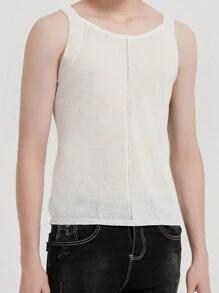 Manfinity Hypemode Débardeur en tricot à coupe ajustée unicolore pour hommes en été avec bretelles