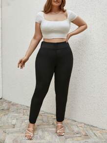 RueChic High-Waisted Skinny Pants - Black - View 5