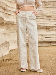 Forever 21 女性夏季假期和音樂節專用加肥大碼牛仔褲 - 米色 - 查看 5