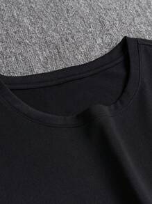 T-shirt d'été à manches courtes et ample à la mode pour hommes avec impression de slogan et personnage, col rond