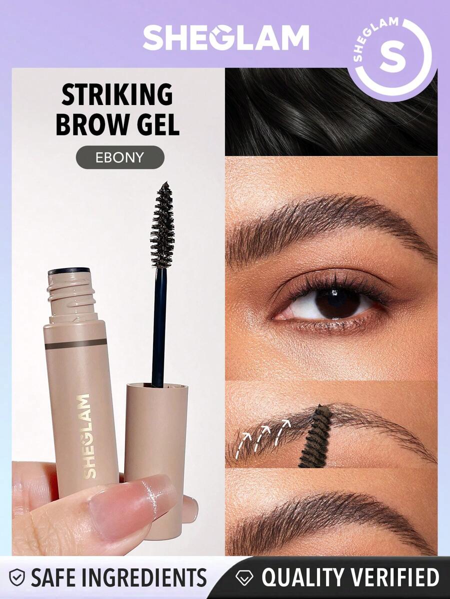 SHEGLAM Striking Brow Gel-Ebony Waterproof Eyebrow Cream Long Lasting Highly Pigmented Shaping Filling Eyebrow Balm With Small Brush Winter Eyebrow - Ebony - View 1