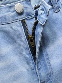 SHEIN Teen Boy Blue Stretch Ripped Casual Patchwork Street Comfortable Jeans For Vacation And Summer - Blue - View 4