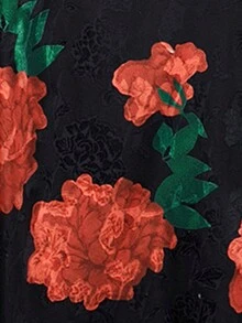 Women Plus Size Elegant Floral Print Patchwork Dress For Spring And Summer - Red - View 3