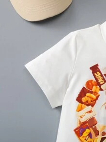 SHEIN 年輕男孩夏季短袖休閒T卹，印有字母和圖案 - 彩色 - 查看 5