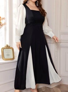 Mulvari Đầm ôm xếp ly chắp vá thời trang cỡ lớn cho nữ Maxi Trang phục nữ - Nhiều màu - Xem 5