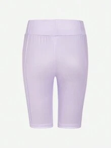 Teen Girl 2pcs Solid Color Basic Short Leggings For Daily Wear - Multicolor - View 6
