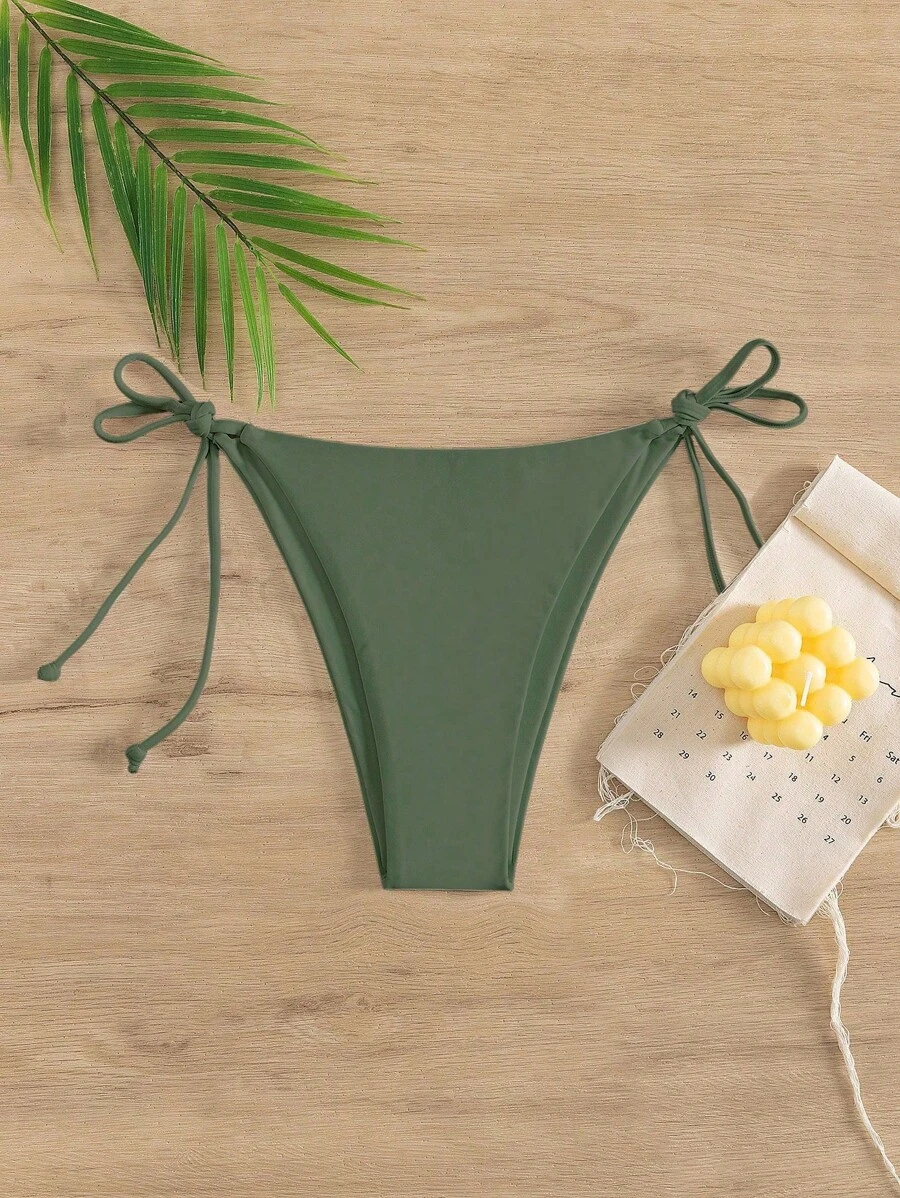 SHEIN Swim Quần bơi nữ đơn giản và trơn hàng ngày - màu xanh lá - Xem 1