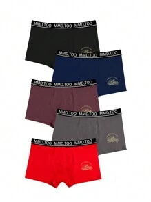 Snug Zone Men's Skull And Letter Printed Contrast Color Boxer Briefs, Pack Of 5 - Multicolor - View 1