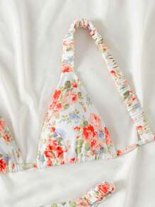 Swim Mod Women's Flower Print Beachwear Triangle Bra And Bikini Set Summer - Multicolor - View 5