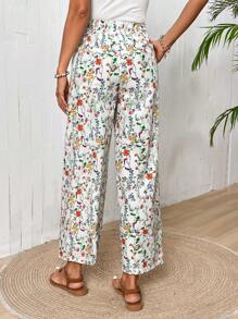 EMERY ROSE Women's Floral Pattern Pocketed Casual Summer Pants