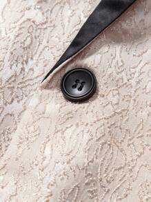 Manfinity Mode Hombres Blazer con cuello de pico y bloques de color con pantalones de pernera recta - Beis - Ver 3