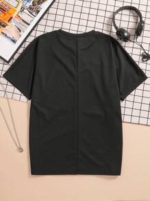 Teen Boy Street Style Tricou imprimat tricot cu gât rotund pentru sport