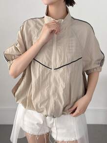 FRIFUL 女士單色簡約日常外套 - 卡其色 - 查看 9