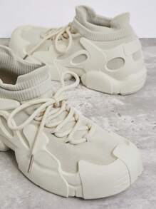 SHUZIA 女士休闲系带运动鞋，适合日常穿着 - 米色 - 查看 3