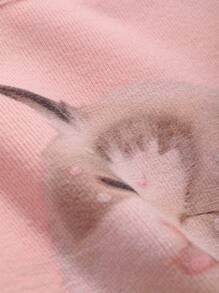 DAZY 女士貓咪印花休閒夏日上衣 - 粉色 - 查看 8