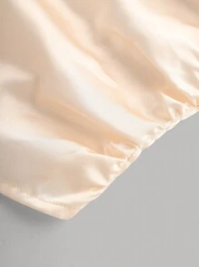 SHEIN 少女優雅的紫色花卉編織拼接背心，帶有褶皺寬帶 - 杏色 - 查看 4