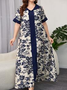 Al Najma 隨機印花大尺碼阿拉伯風格短袖夏季服裝