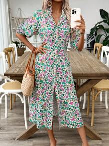 SHEIN LUNE 女士印花半袖連衣裙 - 彩色 - 查看 4