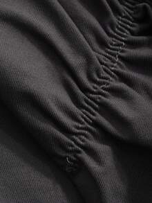 DAZY Camiseta de cuello redondo casual de mujer para el verano en unicolor con dobladillo de volantes y ajuste holgado