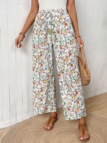 EMERY ROSE Women's Floral Pattern Pocketed Casual Summer Pants