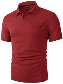 Manfinity Homme Effen herenpoloshirt met enkele rij knopen en korte mouwen, zomer