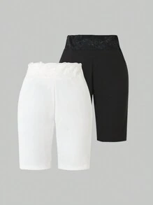 Quần legging dài tới bắp chân dành cho tuổi teen Girl mùa hè, 2 chiếc - Nhiều màu - Xem 2