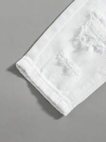 SHEIN Baby Boy Summer Casual Cut Out Ripped Denim Baggy Soft Denim Jeans Pants,Baby Boys Summer Clothes Outfits - White - View 3