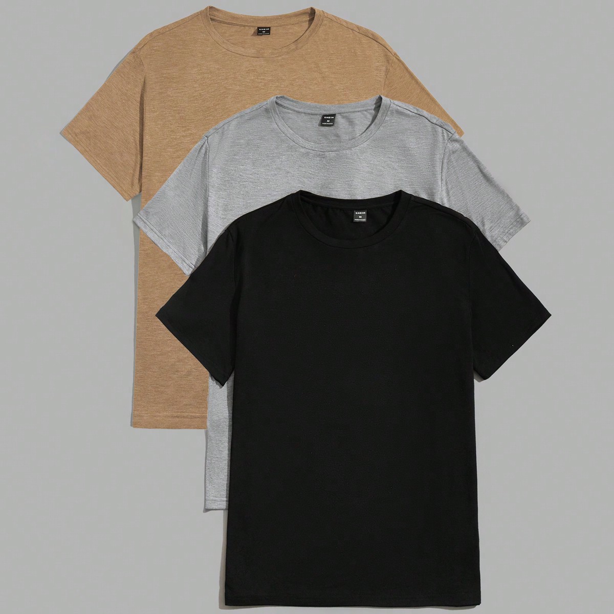 Camiseta de hombre de manga corta de punto liso y sencilla para uso diario