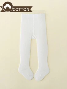 1pc Baby Girls' White Opaque Tights, Sweet And Lovely For Everyday Wear