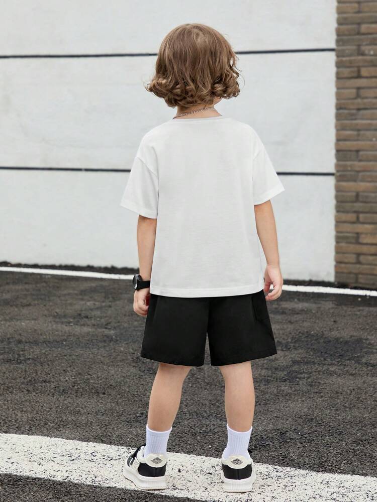 2pcs/Set Young Boys Cool Zipper Decor Pants And Outfit