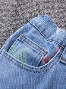 SHEIN Tween Boy Outdoor Casual Distressed Jeans With Washed Star Pattern