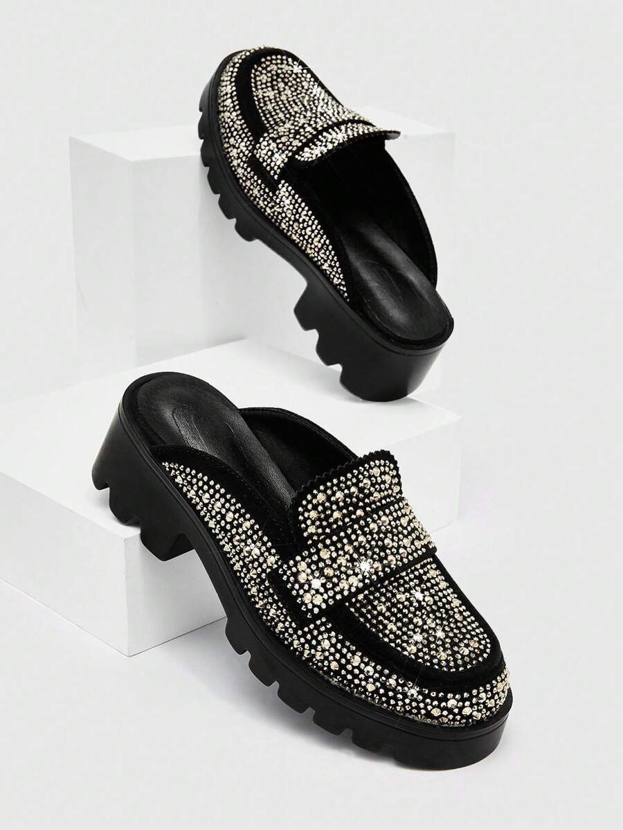 CUCCOO BIZCHIC Women Shoes Rhinestone Decor Fashion Black Glamorous