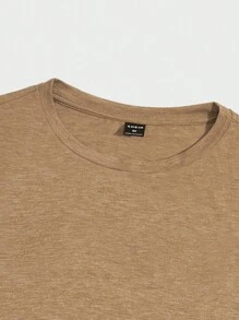 SHEIN Men's Plain Simple Knitted Short Sleeve T-Shirt For Daily Wear - Light Grey - View 3