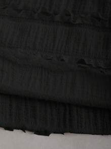 Sweetra Đầm đuôi cá hở lưng họa tiết màu trơn cho trang phục mùa hè Maxi dành cho nữ - màu đen - Xem 5