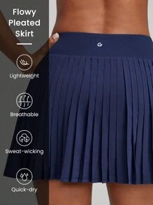 GLOWMODE FeatherFit™-Air Pleated Asymmetrical Pocket Anti-Slip Skirt With Built-In Shorts Light Support Low Impact Tennis Golf Quick Dry Moisture Wicking