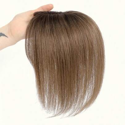 10 英寸女式髮飾 真人發片 適合頭髮稀疏女士 3.5*4.5 英寸蕾絲髮飾 帶劉海夾接發