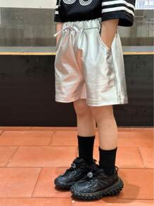 SHEIN 1pc Young Boy Casual Sporty Coated Fabric Shorts, Suitable For Daily Wear, Sports, Outdoor Activities, Spring And Summer