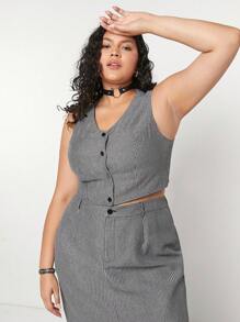 Forever 21 Bộ 2 món Vintage College Style Plus Size Nữ, Mùa Hè - màu đen - Xem 5