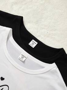 Conjunto de dos piezas para niña preadolescente, simple y elegante, con pantalones cortos estampados y camiseta de manga corta, ropa para estar en casa