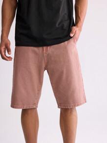Forever 21 Men's 90s Oversized Style Denim Short In Washed Pink - Dusty Pink - View 1